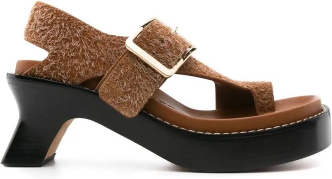 LOEWE 70mm Ease brushed-suede sandals Brown
