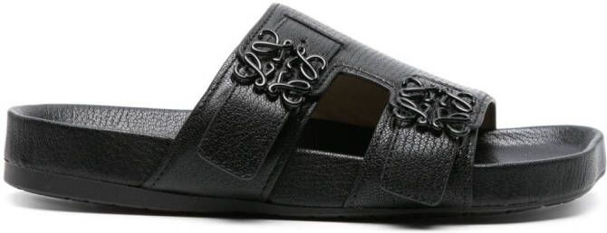 LOEWE Anagram-buckle leather slides Black
