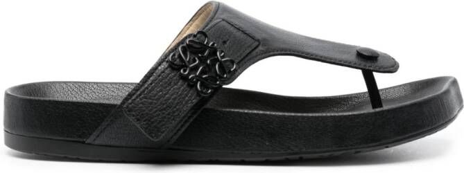 LOEWE logo-plaque leather flip flops Black