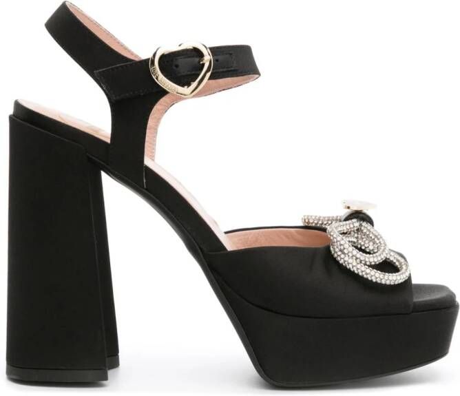Love Moschino 130mm crystal-embellished bow sandals Black