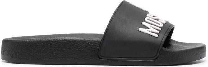 Love Moschino 3D-logo flat slides Black