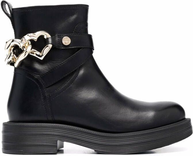 Love Moschino heart-charm ankle boots Black