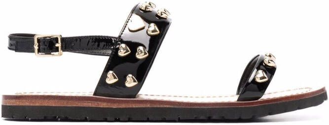 Love Moschino heart-stud flat sandals Black