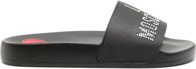 Love Moschino logo-embellished slides Black