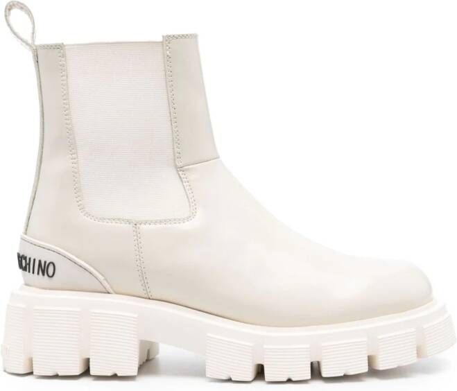 Love Moschino logo-lettering ankle boots Neutrals