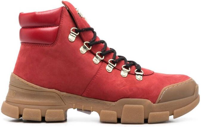 Love Moschino logo-plaque 50mm hiking boots Red