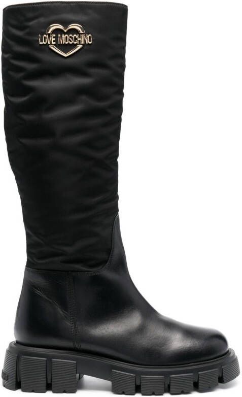 Love Moschino logo-plaque boots Black