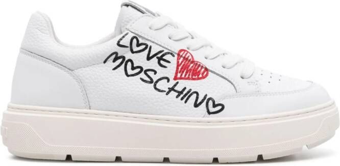 Love Moschino logo-print leather sneakers White