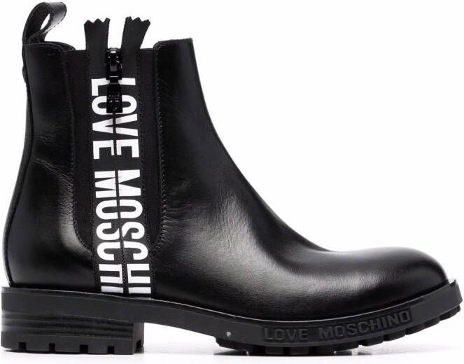 Love Moschino logo-tape Chelsea boots Black