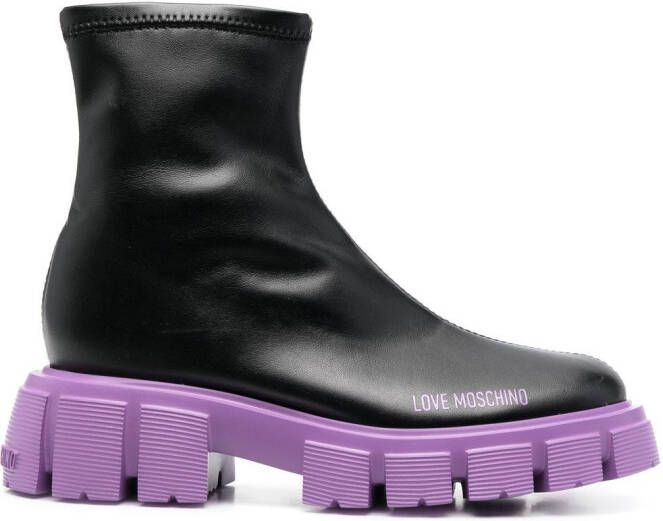 Love Moschino lug-sole 50mm ankle boots Black