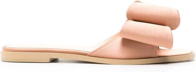 MACH & MACH bow-detail satin slides Brown