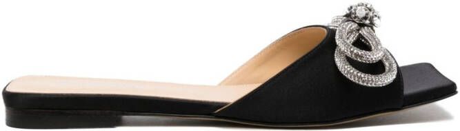 MACH & MACH Double Bow flat mules Black