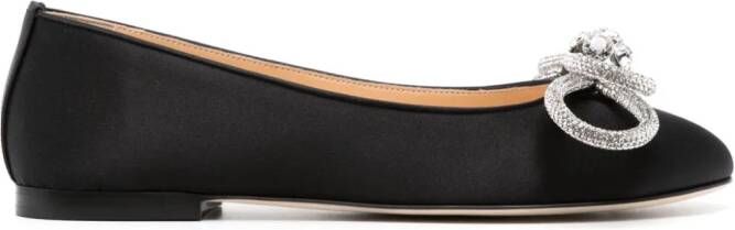 MACH & MACH Double Bow satin ballerina shoes Black