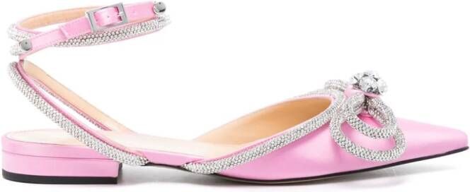 MACH & MACH Double Bow satin flat pumps Pink