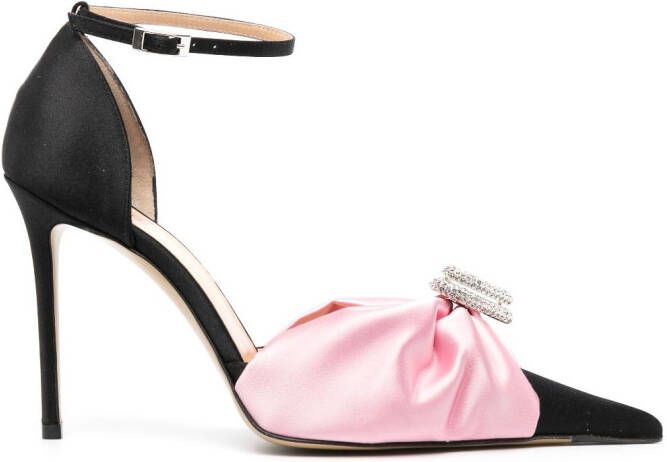 MACH & MACH Double Heart 110mm satin pumps Pink