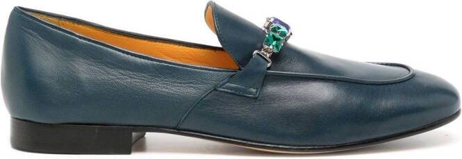 Madison.Maison crystal-embellished flat loafers Blue