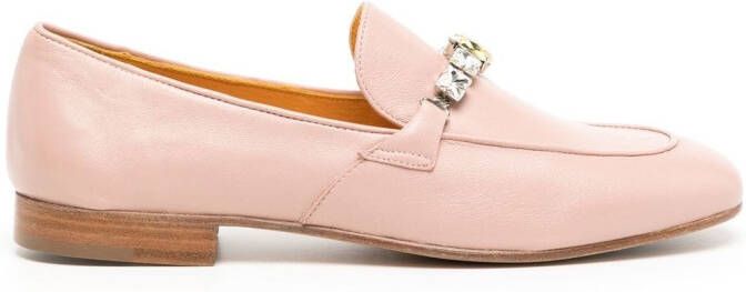 Madison.Maison crystal-embellished flat loafers Pink