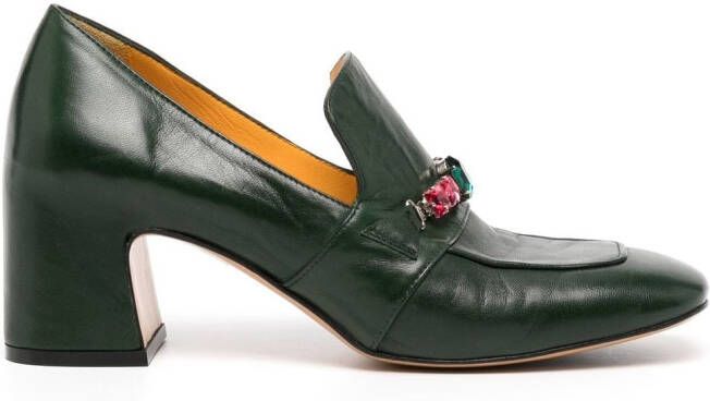 Madison.Maison crystal-embellished loafers Green