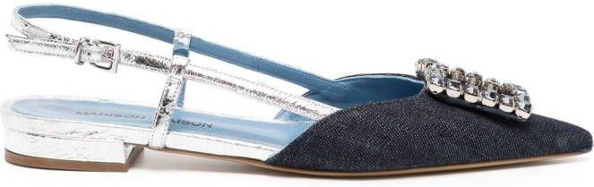 Madison.Maison flat crystal-embellishment slingback pumps Blue
