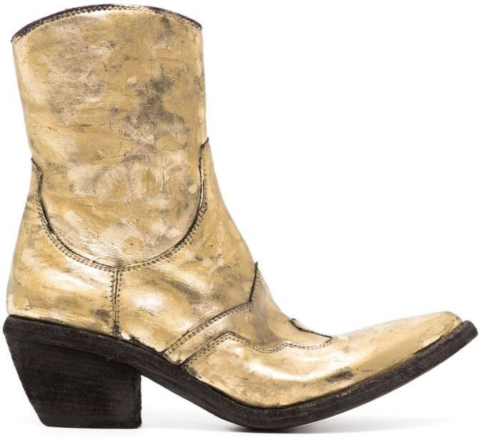 Madison.Maison laminated leather ankle boots Gold