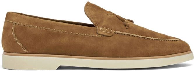 Magnanni almond-toe suede loafers Brown