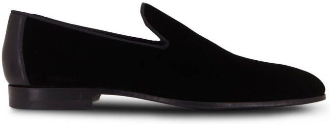 Magnanni almond-toe velvet loafers Black