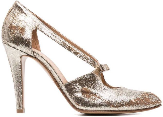 Maison Margiela 100mm metallic cut-out pumps Gold