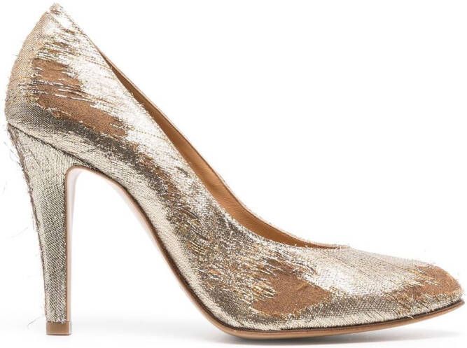 Maison Margiela 100mm lurex Mary-Jane pumps Gold