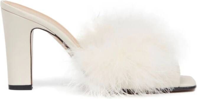 Maison Margiela 90mm Feather satin sandals White
