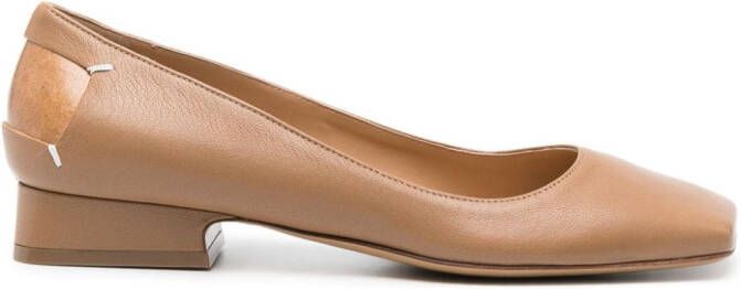 Maison Margiela four-stitch leather ballerina shoes Brown