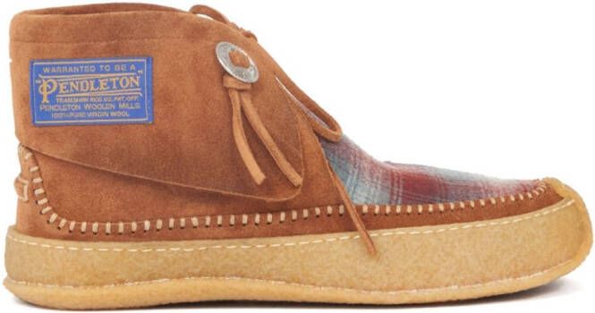 Maison Margiela Pendleton leather boat shoes Brown