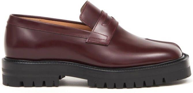 Maison Margiela Tabi leather loafers Red