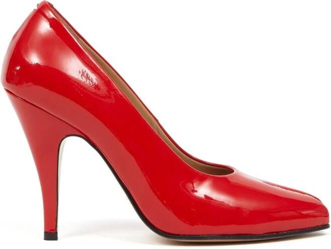 Maison Margiela Tabi 110mm patent leather pumps Red