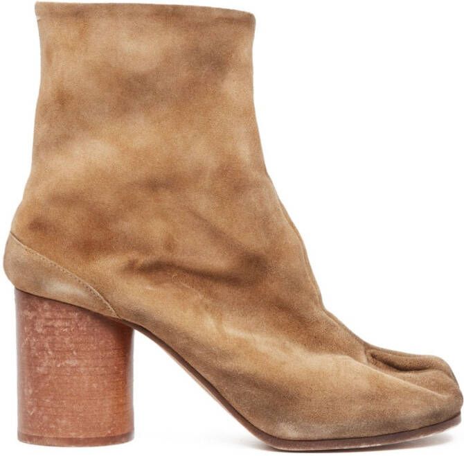 Maison Margiela Tabi 80mm suede ankle boots Brown