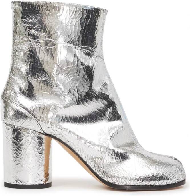 Maison Margiela Tabi 80mm mirror-effect ankle boots Silver
