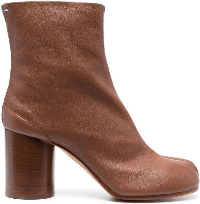 Maison Margiela Tabi 80mm leather ankle boots Brown