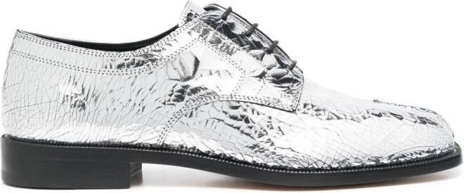 Maison Margiela Tabi mirror-effect lace-up brogues Silver