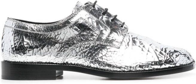 Maison Margiela Tabi mirror-effect lace-up brogues Silver