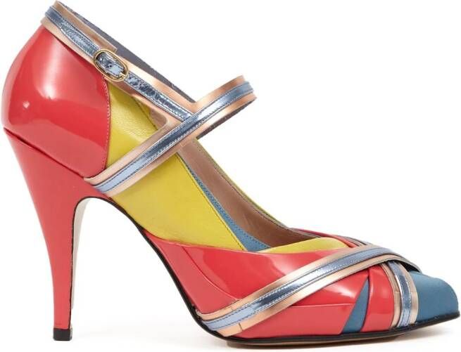 Maison Margiela Tabi Monster panelled pumps Red