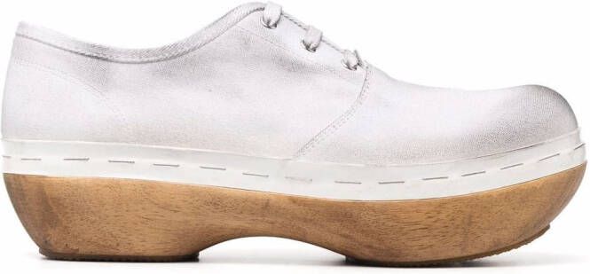 Maison Margiela wooden sole lace-up shoes White