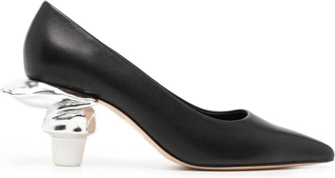 Maison MIHARA YASUHIRO Toothpaste Heel 60mm leather pumps Black