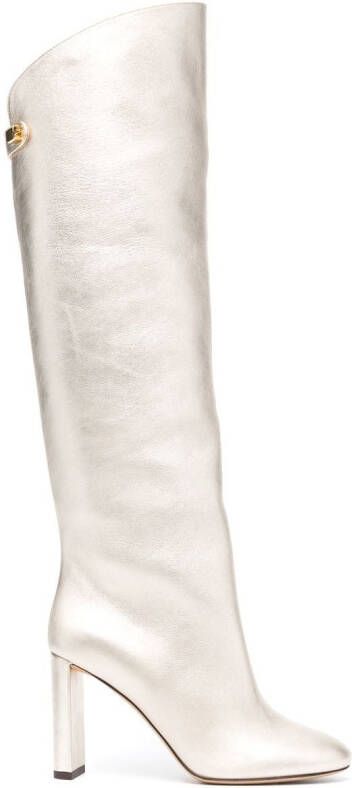 Maison Skorpios Adrianna 90mm knee-high leather boots Gold