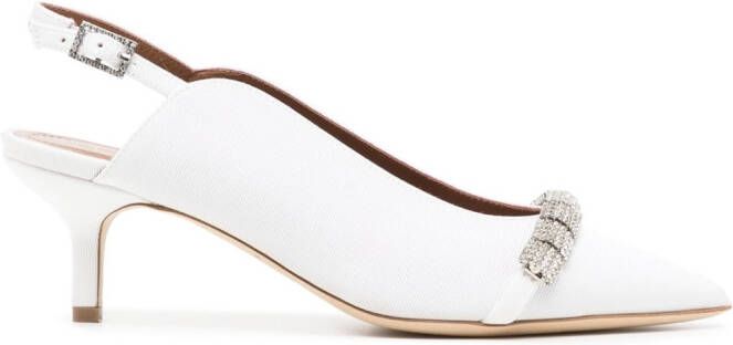 Malone Souliers 50mm kitten-heel crystal-embellished pumps White