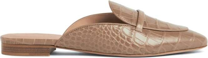Malone Souliers Berto crocodile-embossed leather mules Neutrals