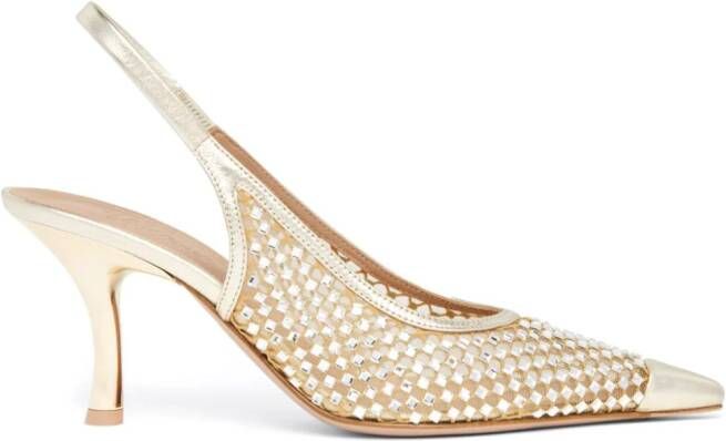 Malone Souliers Vesper 70mm crystal-embellished slingback pumps Gold