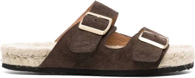 Manebi double-buckle flat espadrilles Brown