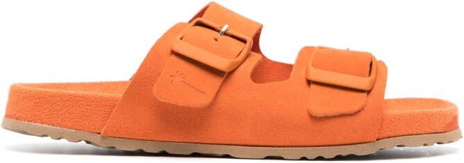 Manebi double-strap flat slides Orange