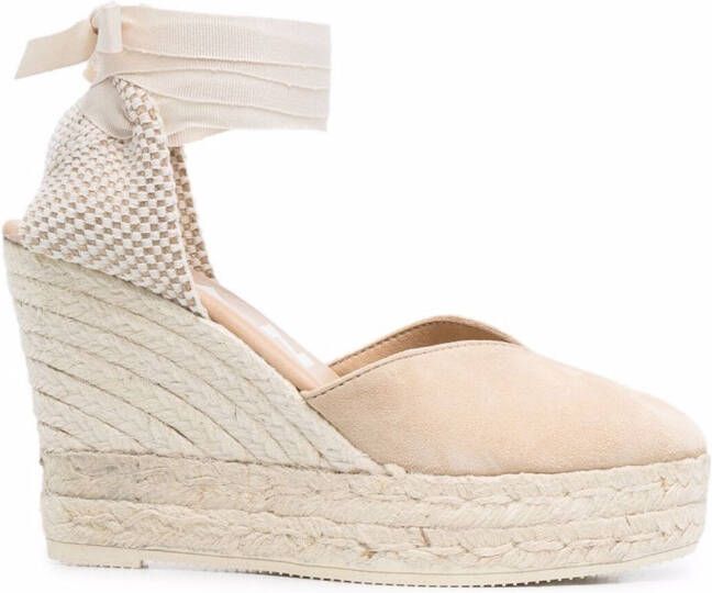 Manebi Hamptons lace-up wedge espadrilles Neutrals