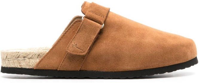 Manebi Hamptons leather flat mules Brown