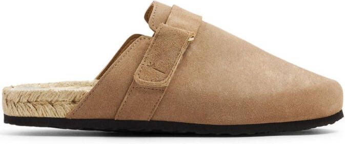 Manebi logo-debossed suede slippers Neutrals